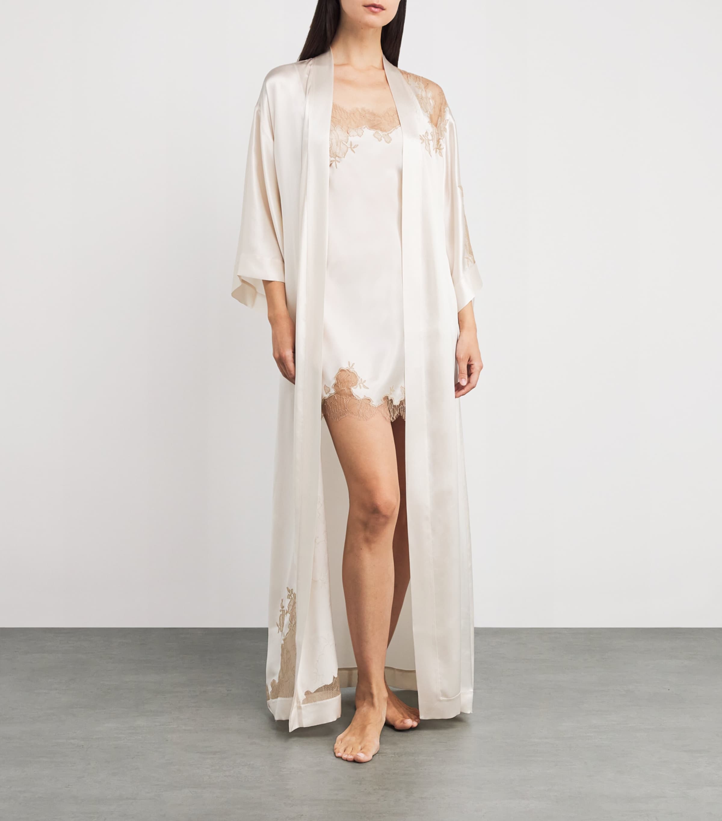 Carine Gilson Ivory Silk Lace-Trim Short Slip Dress