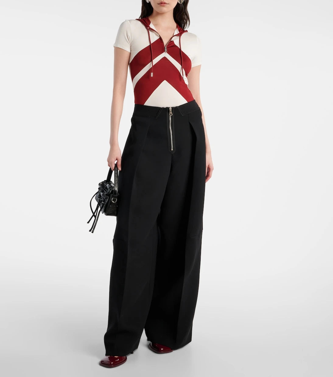 Jean Paul Gaultier - Hooded chevron jersey top