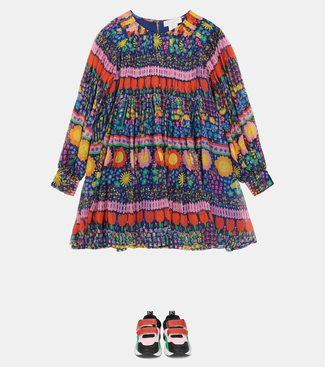 Stella McCartney Kids - فستان من قماش الجورجيت الحريري المطبوع