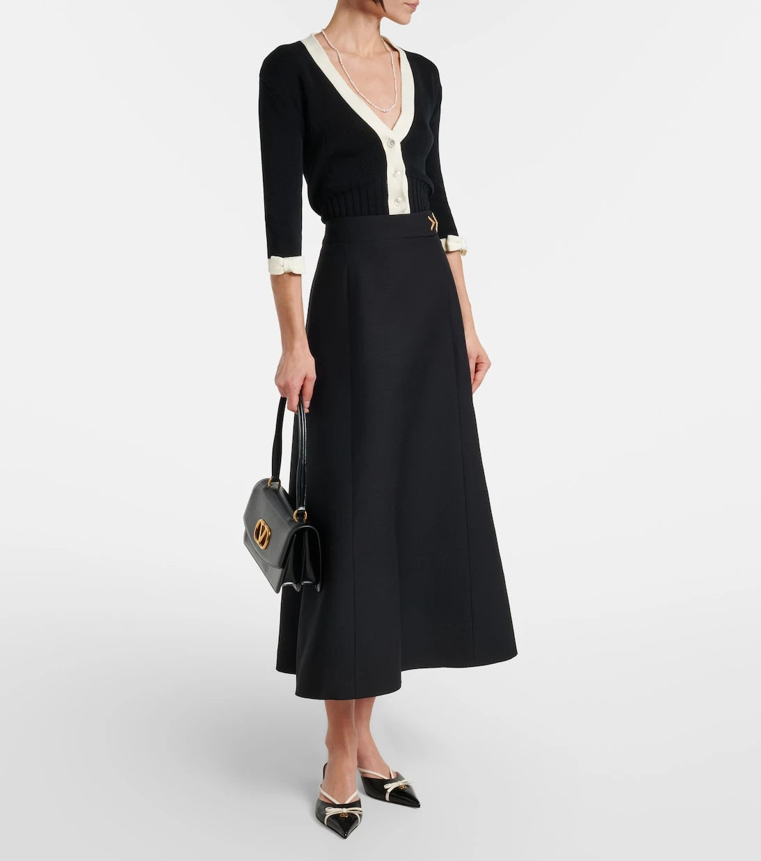 Valentino - VGold Crepe Couture midi skirt