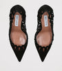 Black Suede Peep Pumps 105