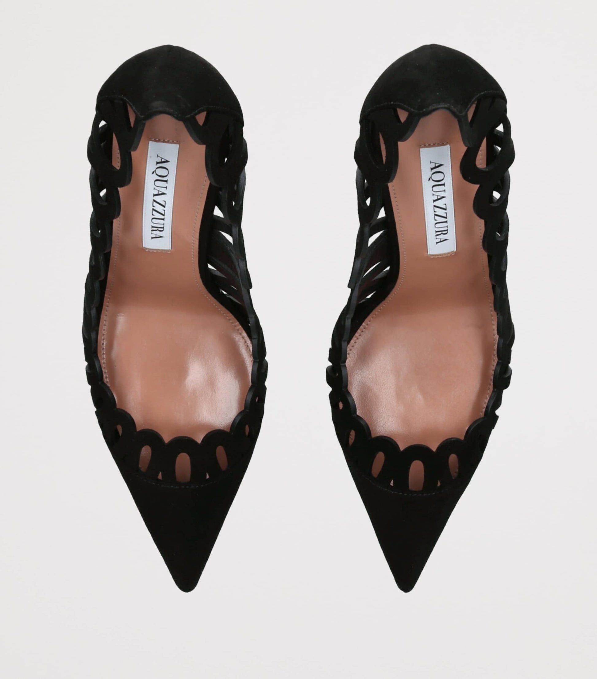 Black Suede Peep Pumps 105