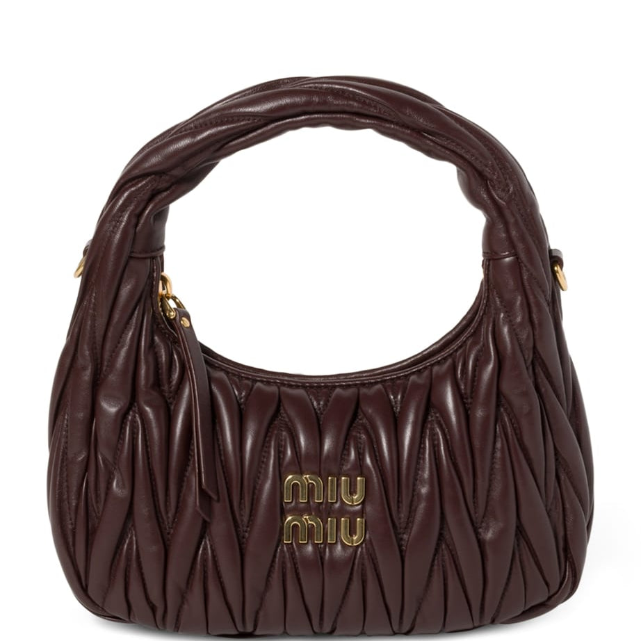 Brown Matelassé Leather Wander Top-Handle Bag