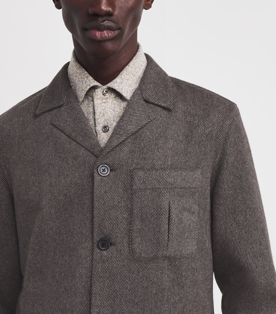 100HANDS Brown Cashmere Herringbone Jacket