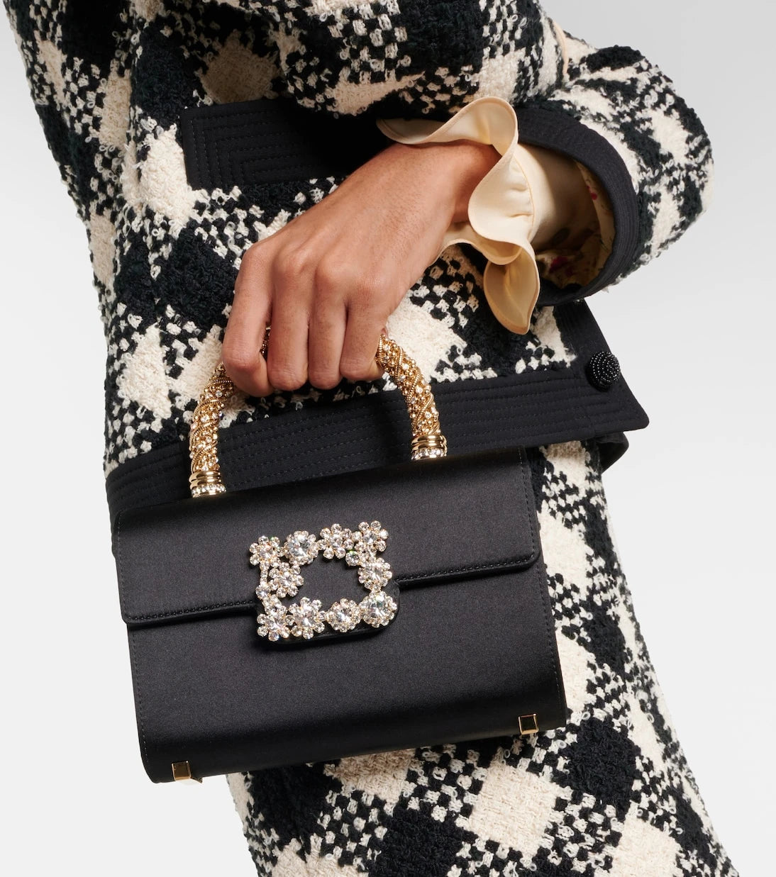 Roger Vivier - Jewel Efflorescence Mini satin top-handle bag