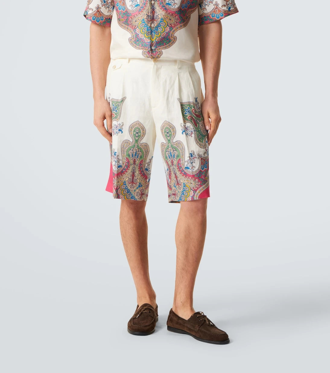 Etro - Paisley linen Bermuda shorts