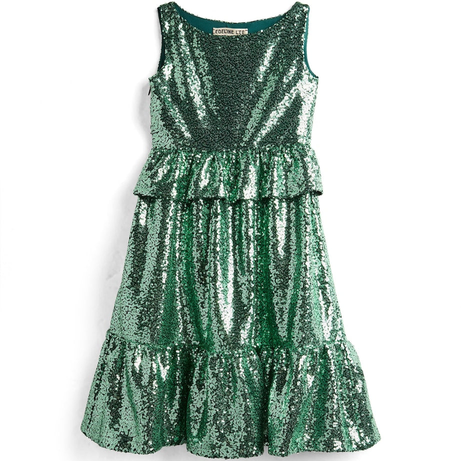 Edeline Lee Kids Green Sequinned Dress (4-12 Years)