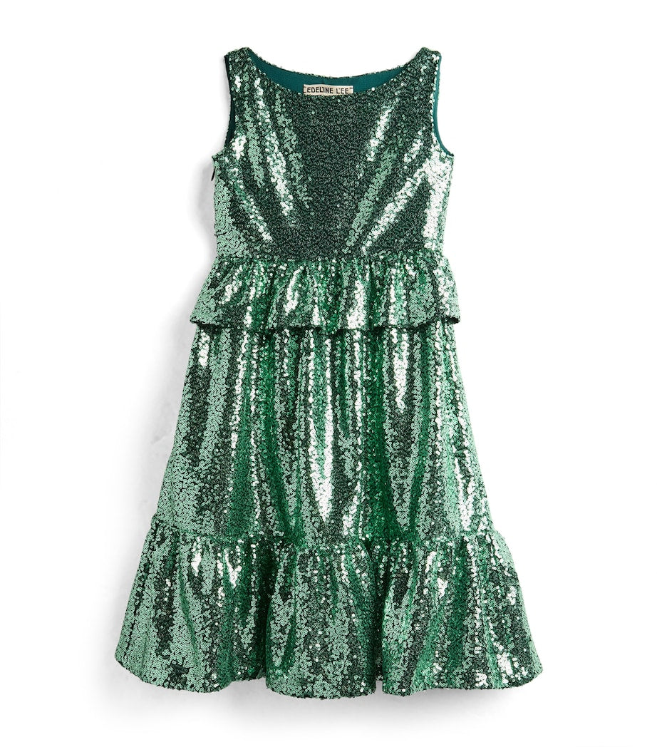 Edeline Lee Kids Green Sequinned Dress (4-12 Years)