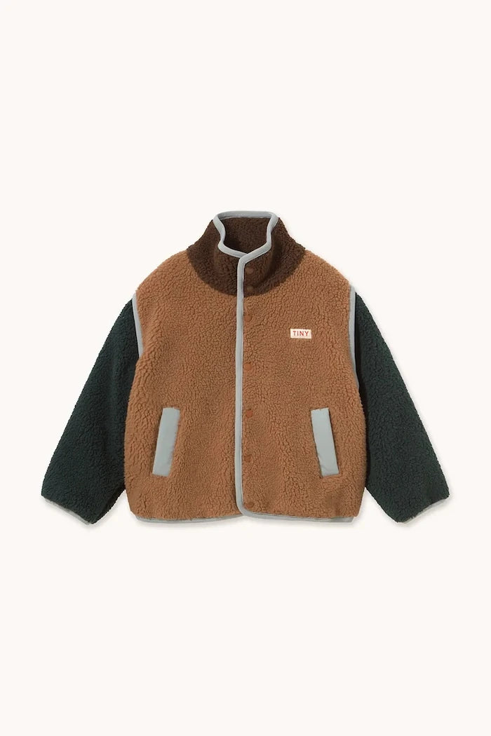 Çocuklar için fermuarlı polar üst COLOR BLOCK SHERPA JACKET