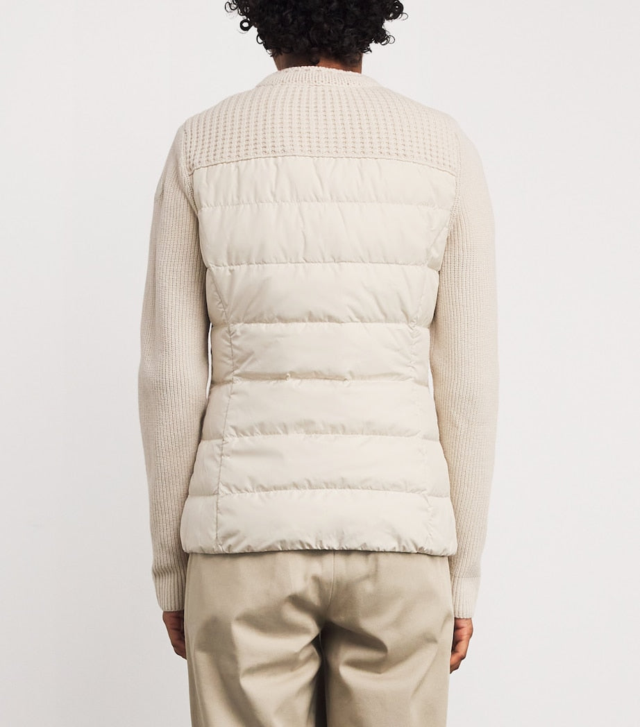 Ivory Wool-Down Panelled Cardigan