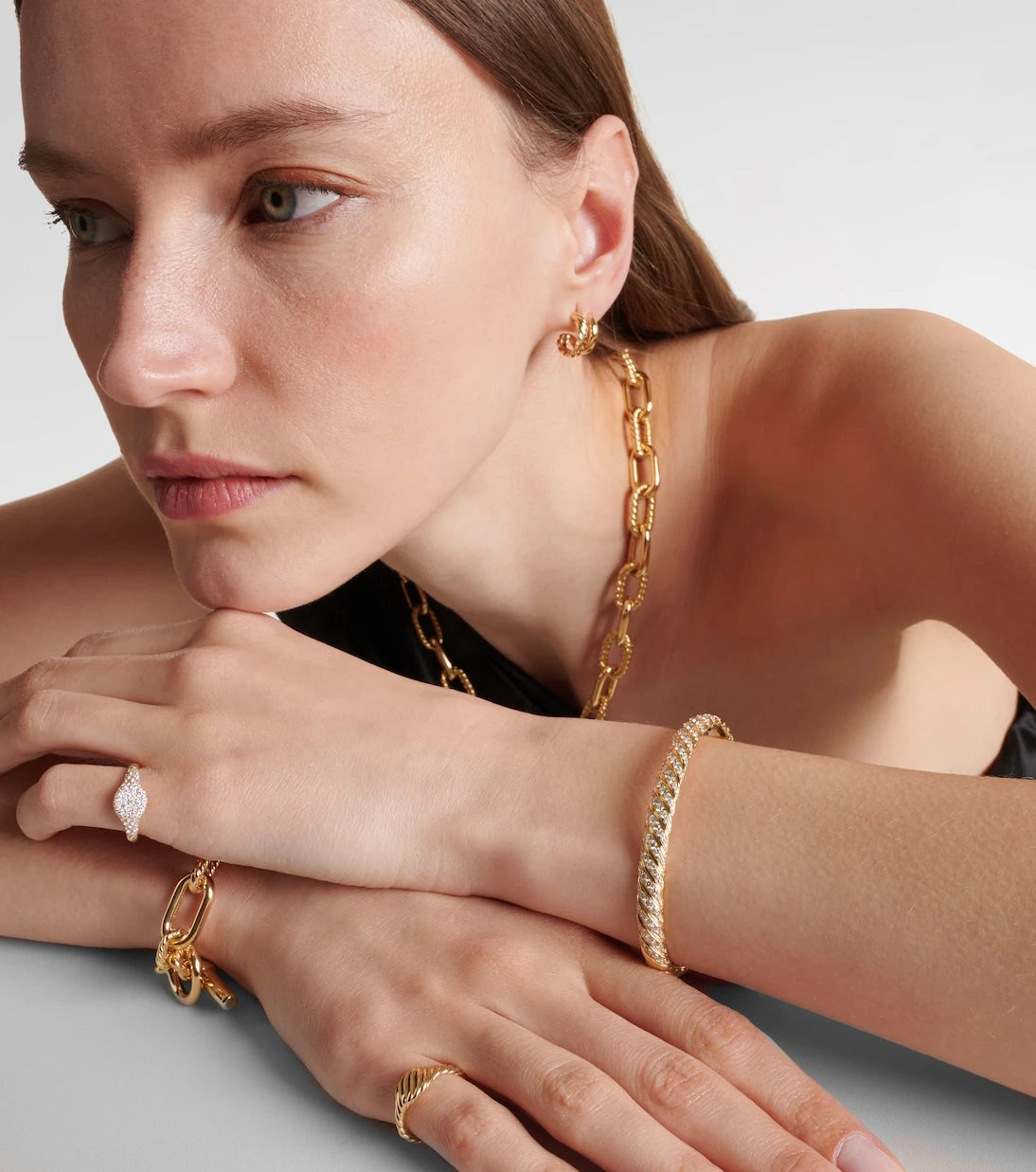 David Yurman - Sculpted Cable 18kt gold bangle with diamonds