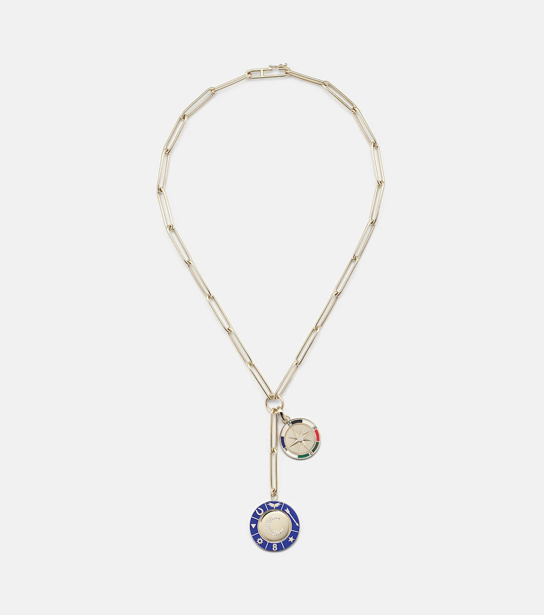 FoundRae - Crescent & Internal Compass 18kt gold necklace with diamonds