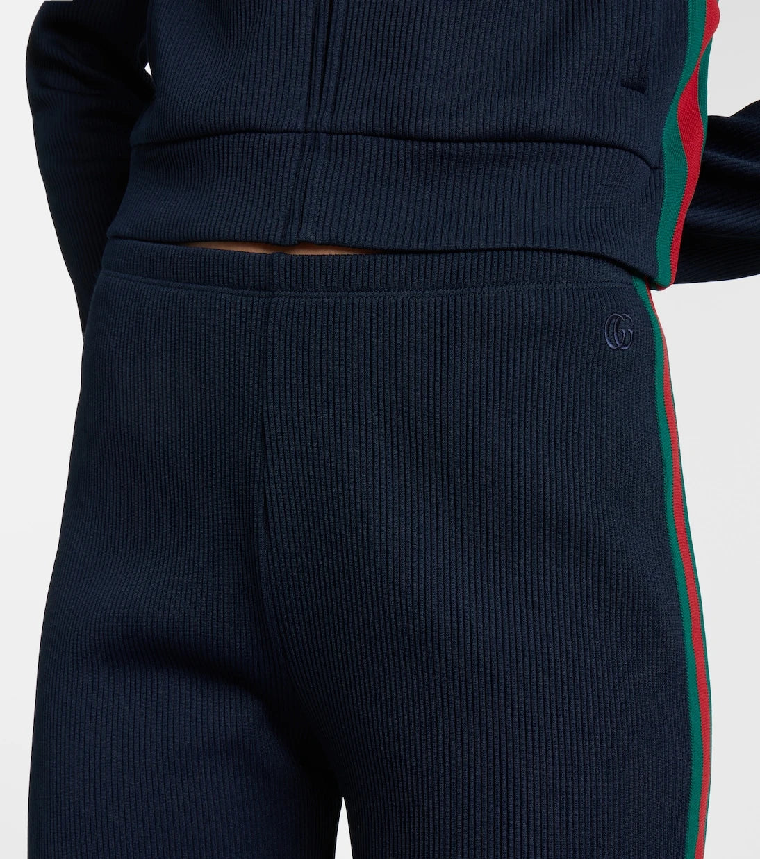 Gucci - Web Stripe ribbed-knit jersey capri pants
