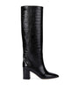 Paris Texas Black Croc-Embossed Leather Anja Knee-High Boots 70