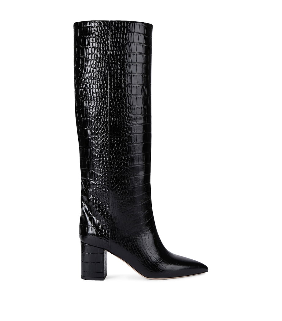 Paris Texas Black Croc-Embossed Leather Anja Knee-High Boots 70