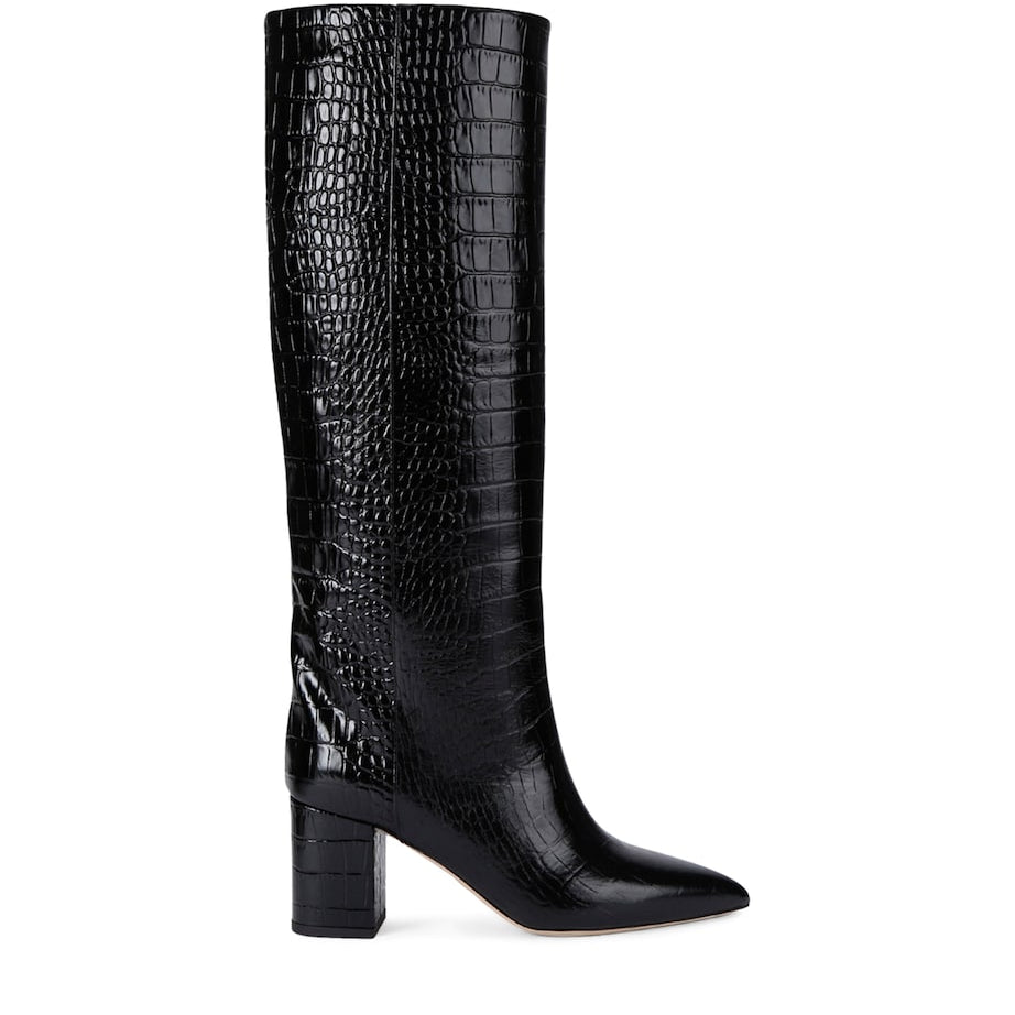Paris Texas Black Croc-Embossed Leather Anja Knee-High Boots 70