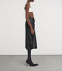 Balenciaga Black Satin Gathered Midi Skirt
