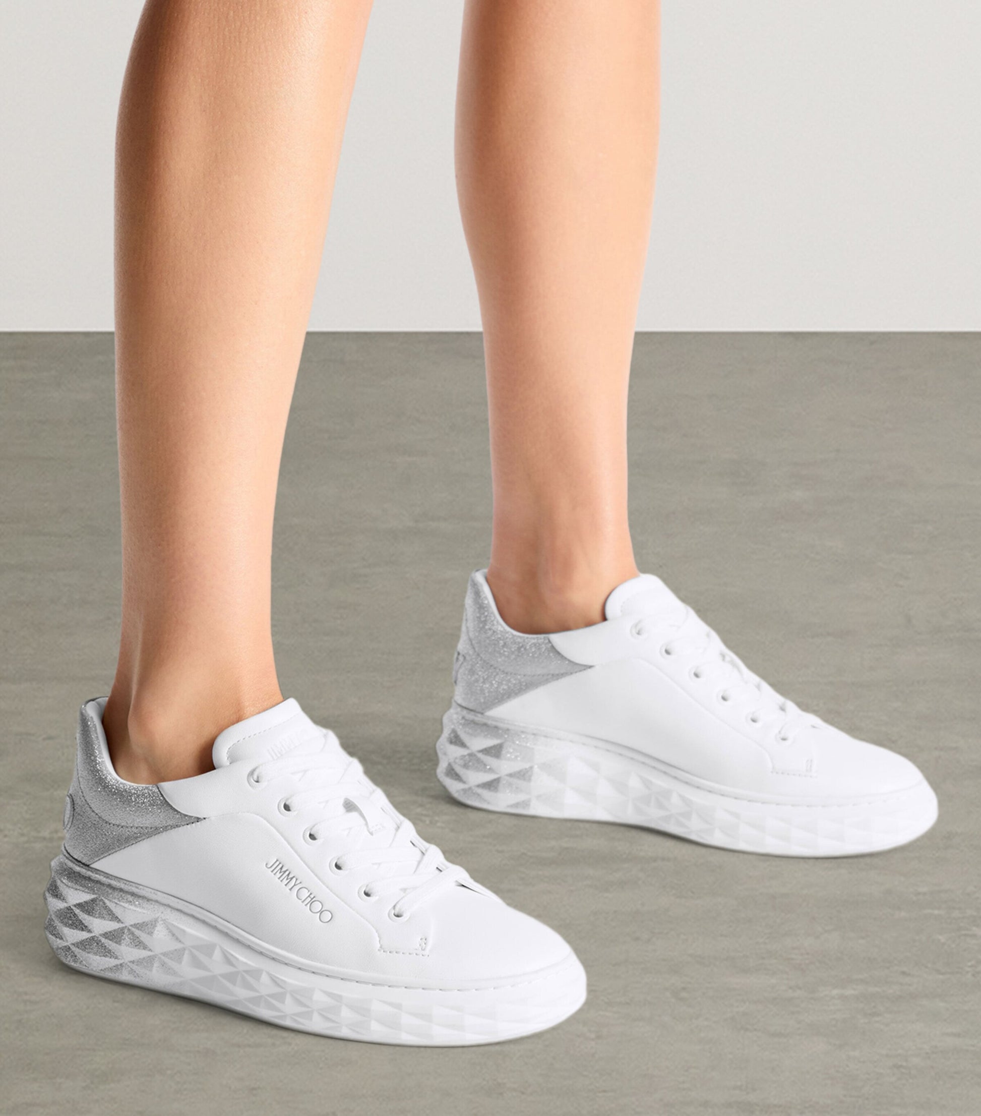 Diamond Maxi Leather Sneakers X WHITE/SILVER