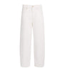 White Twisted Bonnie Barrel-Leg Jeans