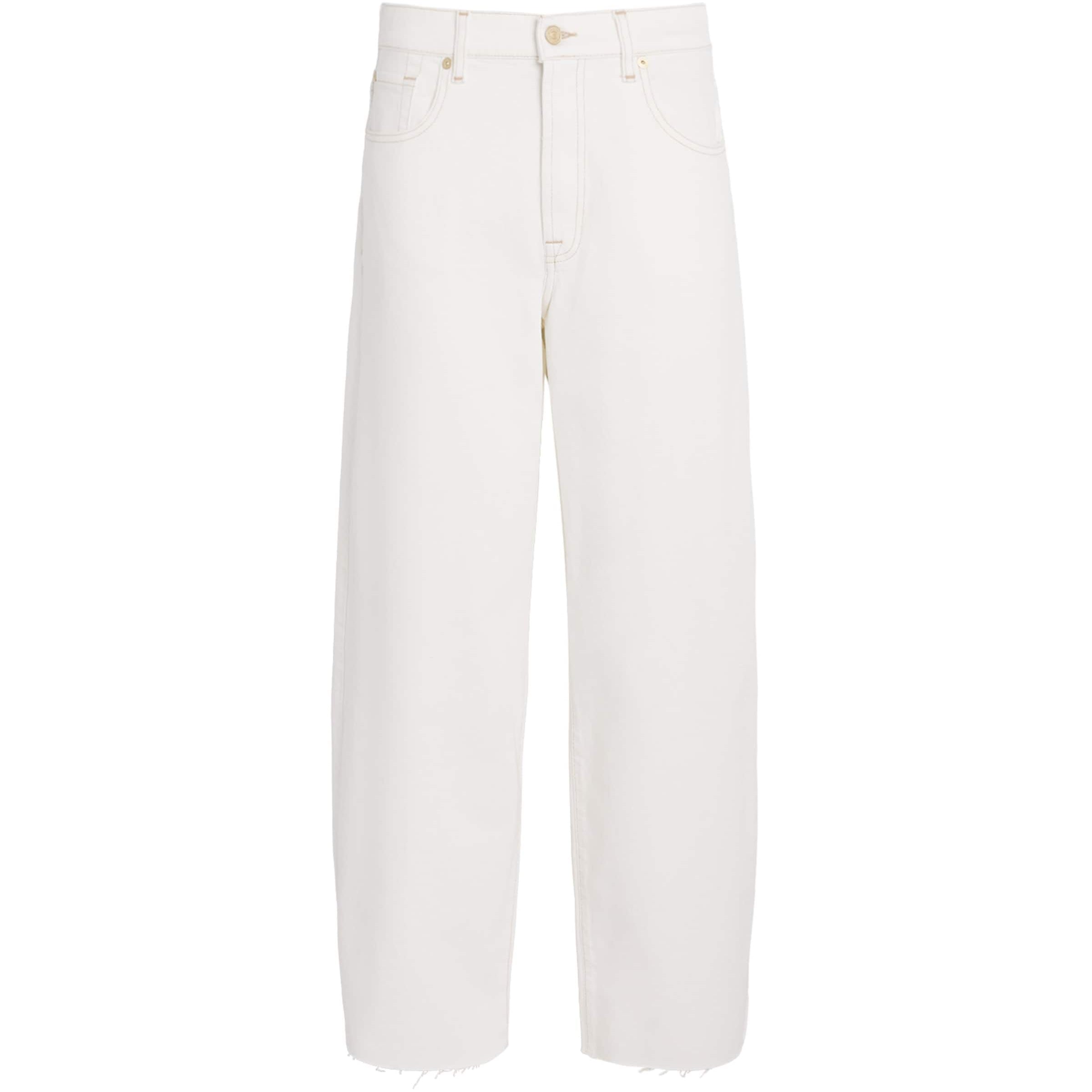 White Twisted Bonnie Barrel-Leg Jeans