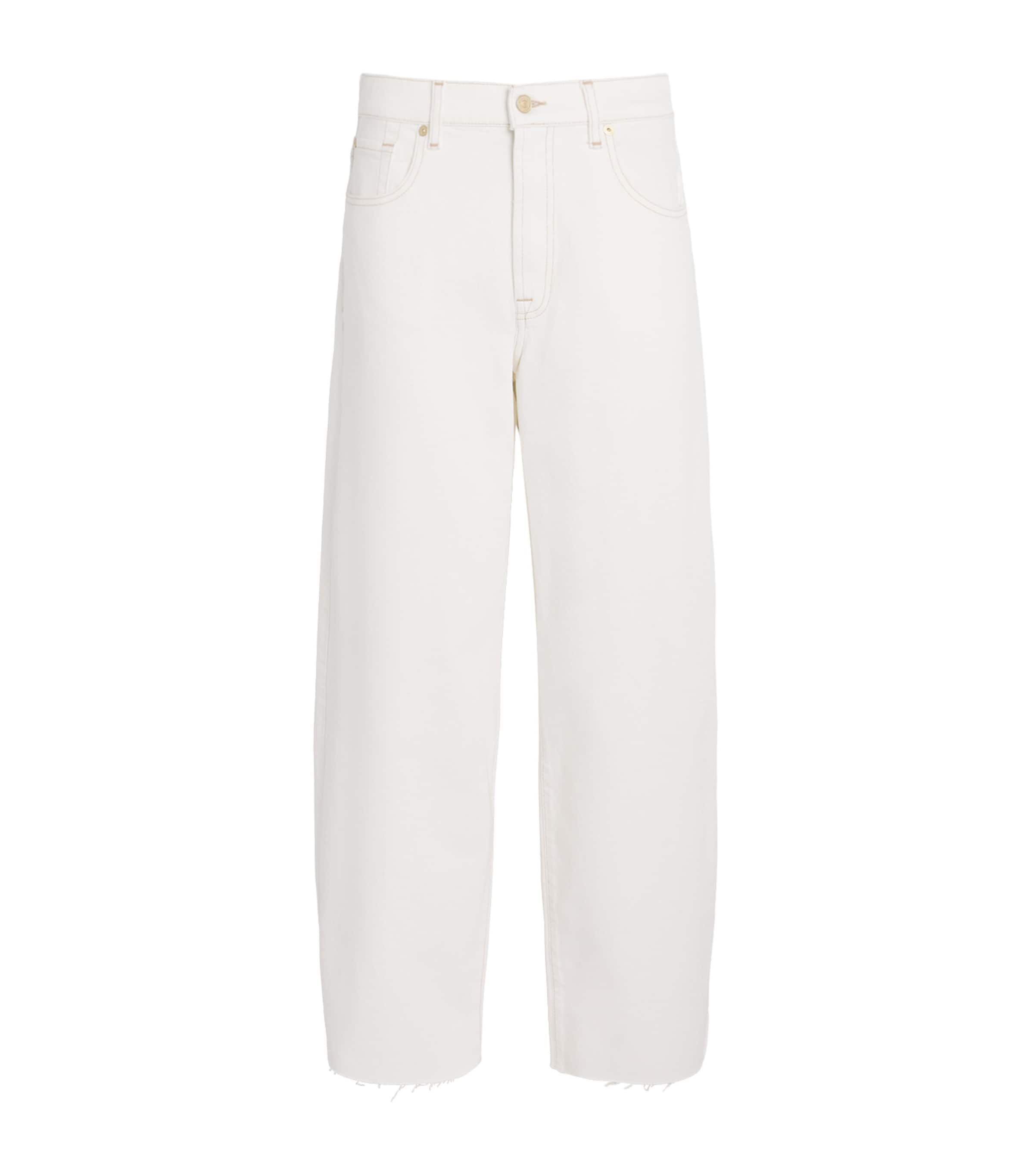 White Twisted Bonnie Barrel-Leg Jeans