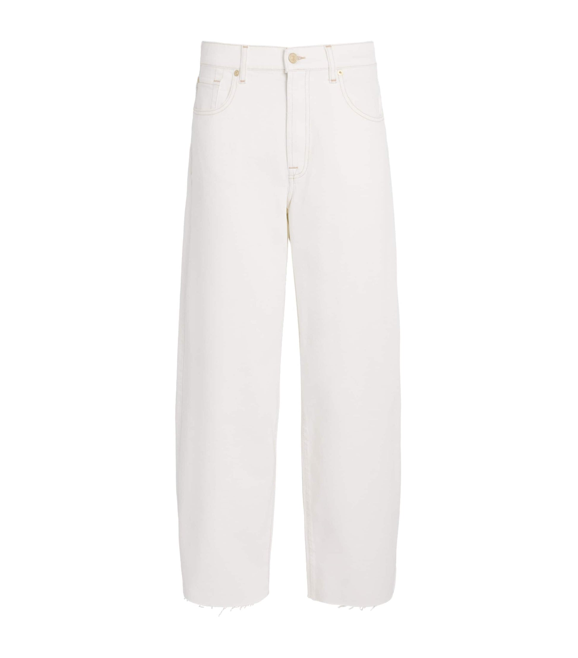 White Twisted Bonnie Barrel-Leg Jeans
