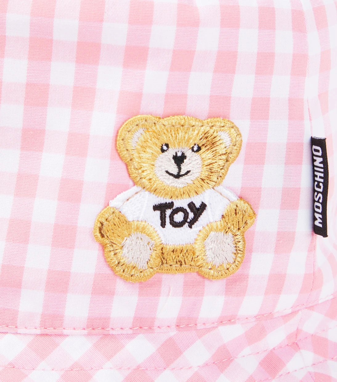 Moschino Kids - Teddy Bear embroidered checked bucket hat
