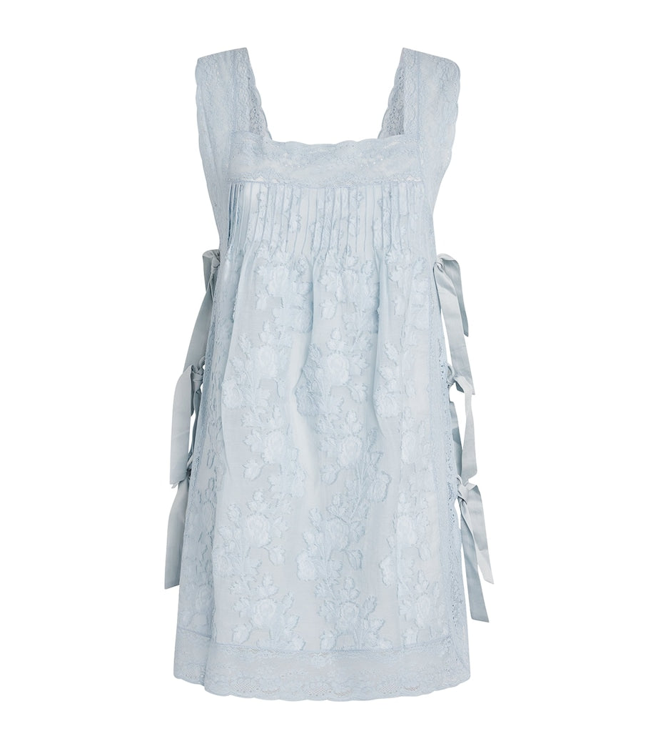 Loretta Caponi Blue Lace-Trim Fiocchini Top