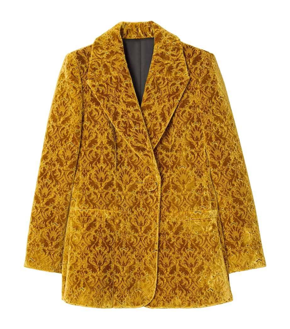 Burberry Yellow Velvet Jacquard Blazer