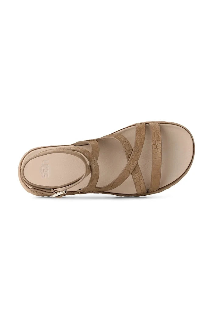Кожени сандали UGG W Goldengaze Embossed Ankle Wrap