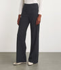Black Pinstripe Wide-Leg Tailored Trousers