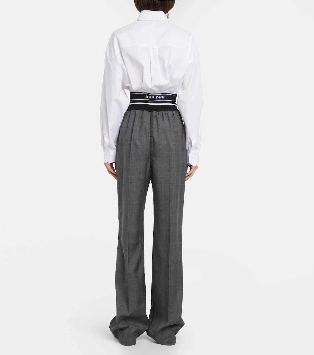 Miu Miu - Logo wide-leg checked pants