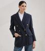 Brunello Cucinelli Blue Cashmere Cable Knit Blazer
