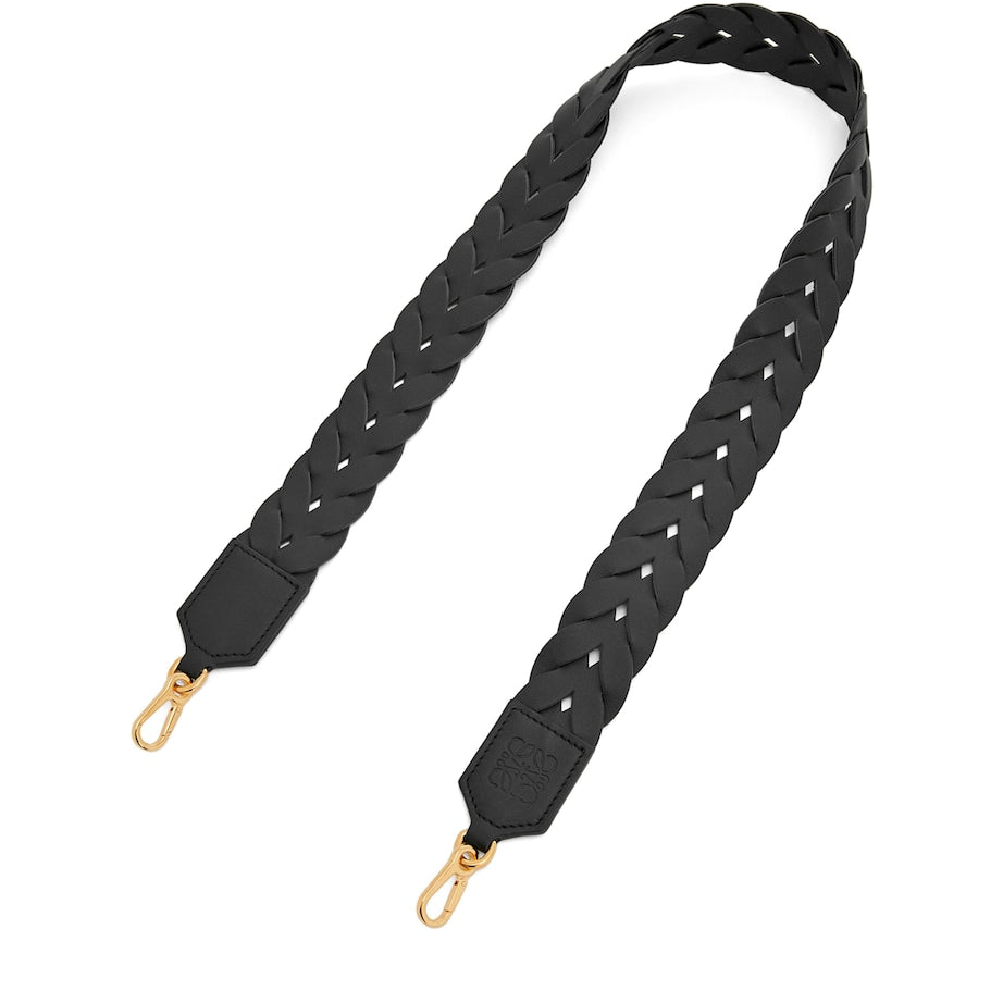Black Leather Interlace Bag Strap