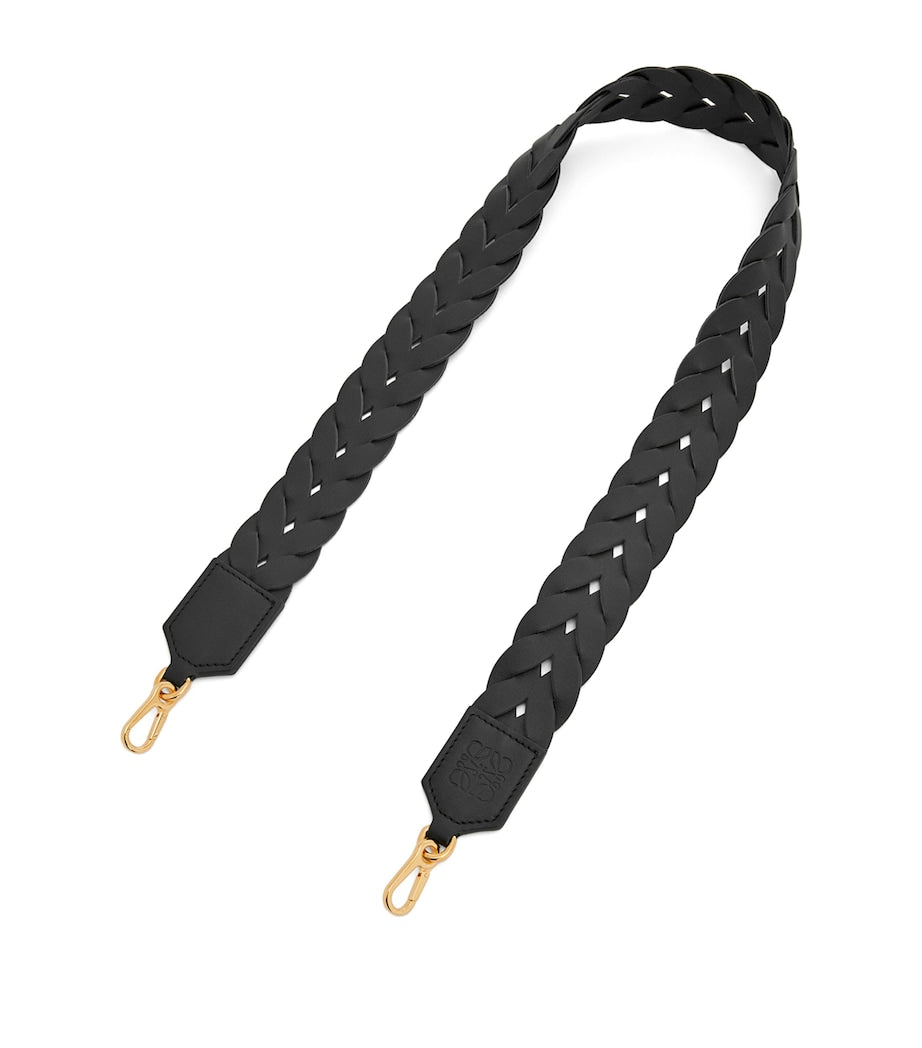 Black Leather Interlace Bag Strap