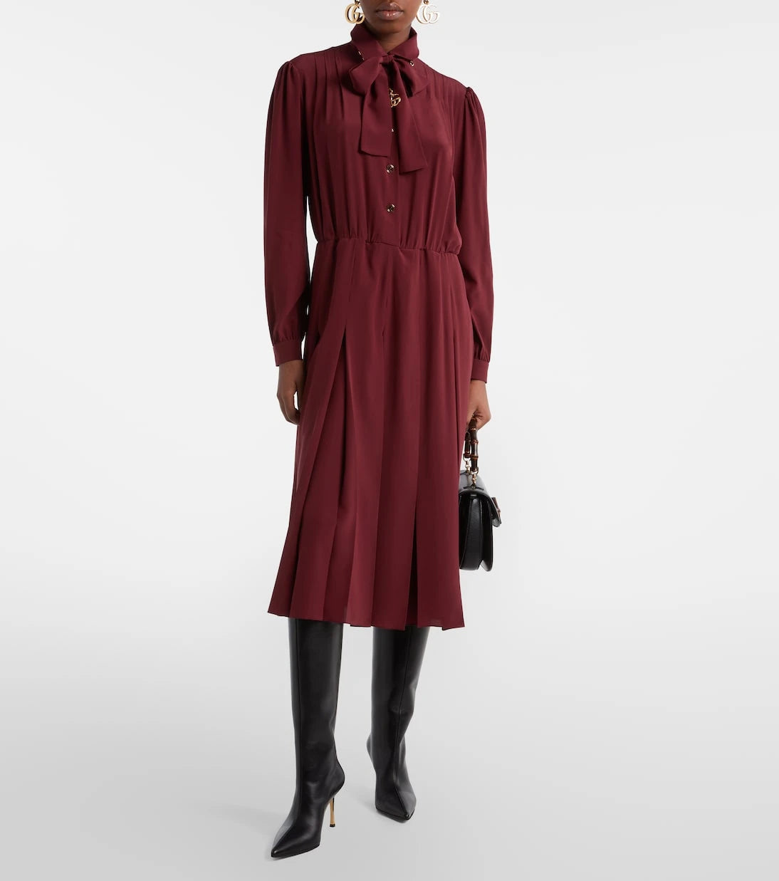 Gucci - Pleated silk crêpe de chine midi dress