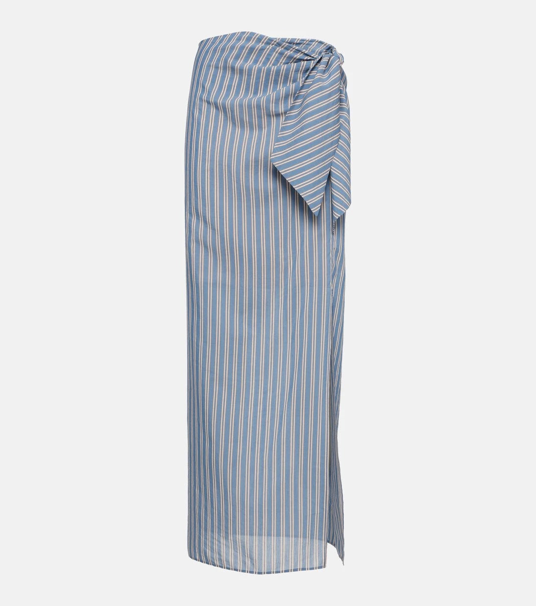 Brunello Cucinelli - Striped cotton and silk wrap skirt