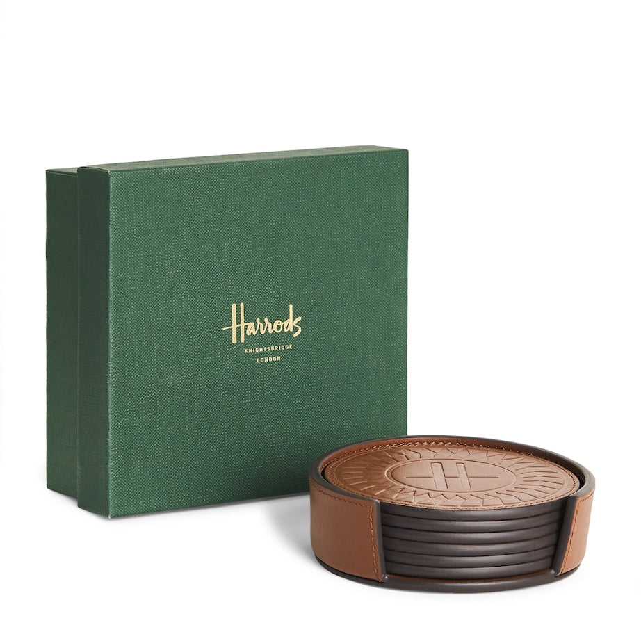 Harrods Logo Leather Coasters (Set of 4)