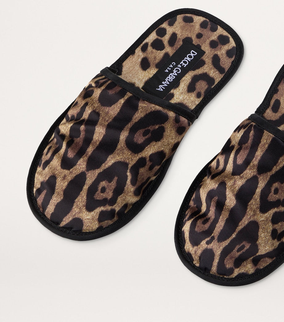 Dolce & Gabbana Casa Leopard Slippers and Sleep Mask Travel Set