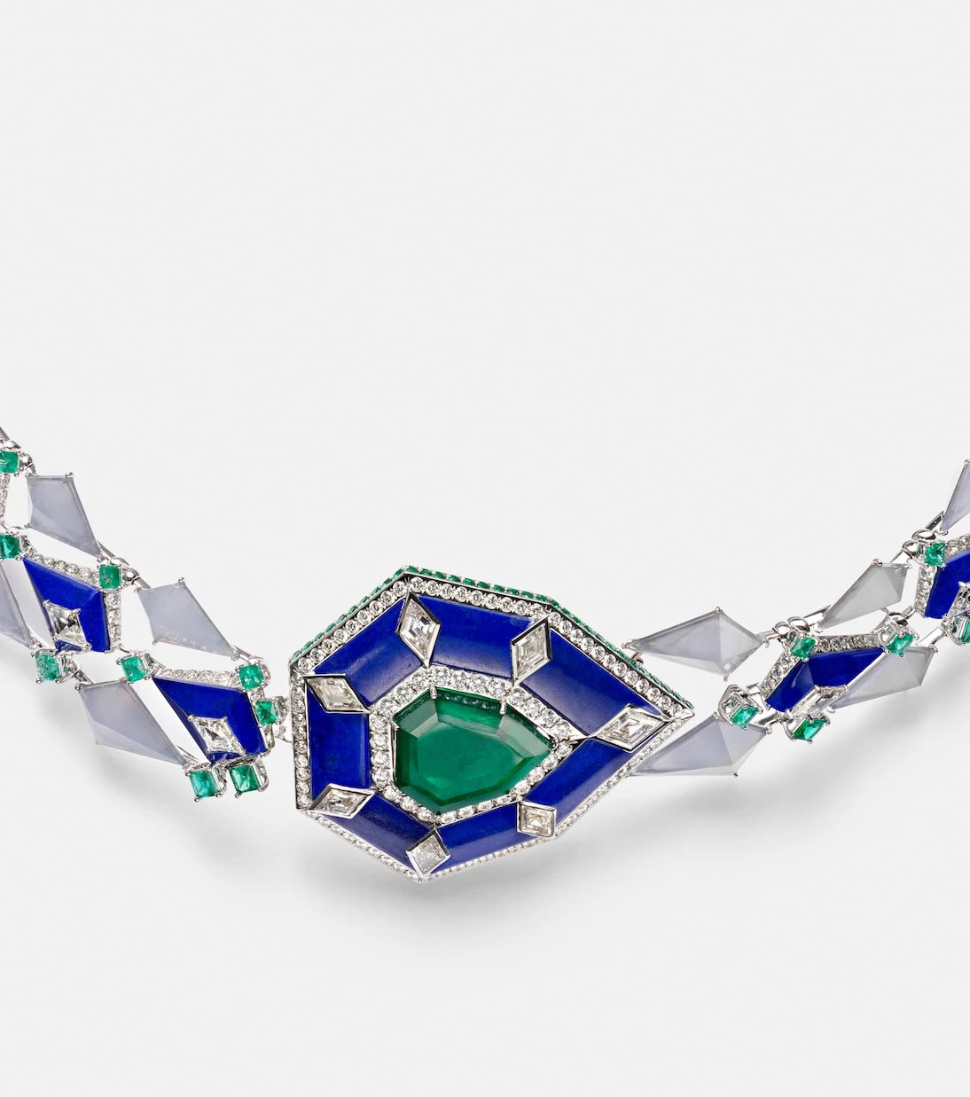 Kamyen - 18kt white gold necklace with gemstones