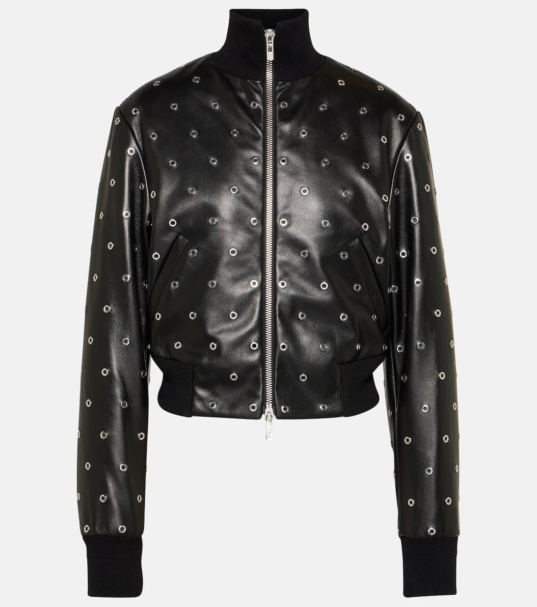 Alaïa - Studded leather bomber jacket