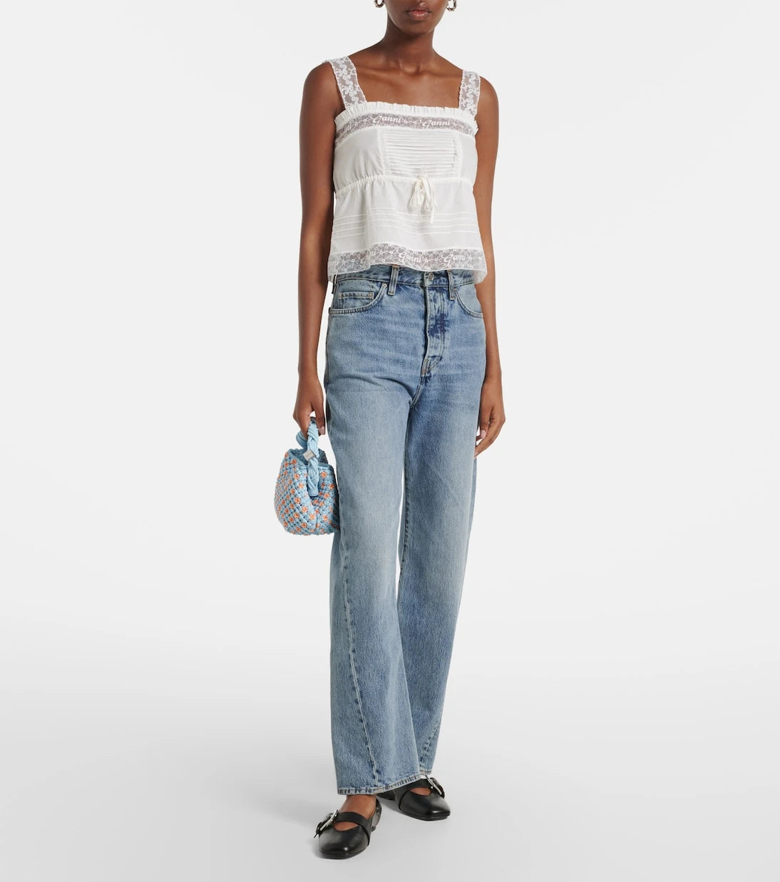 Ganni - Bou Mini woven top-handle bag