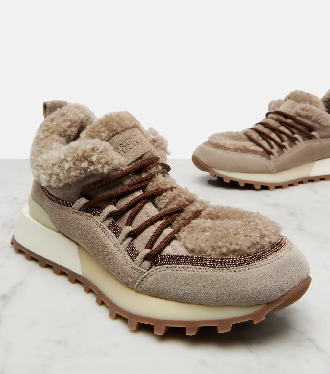 Brunello Cucinelli - Shearling-lined suede sneakers