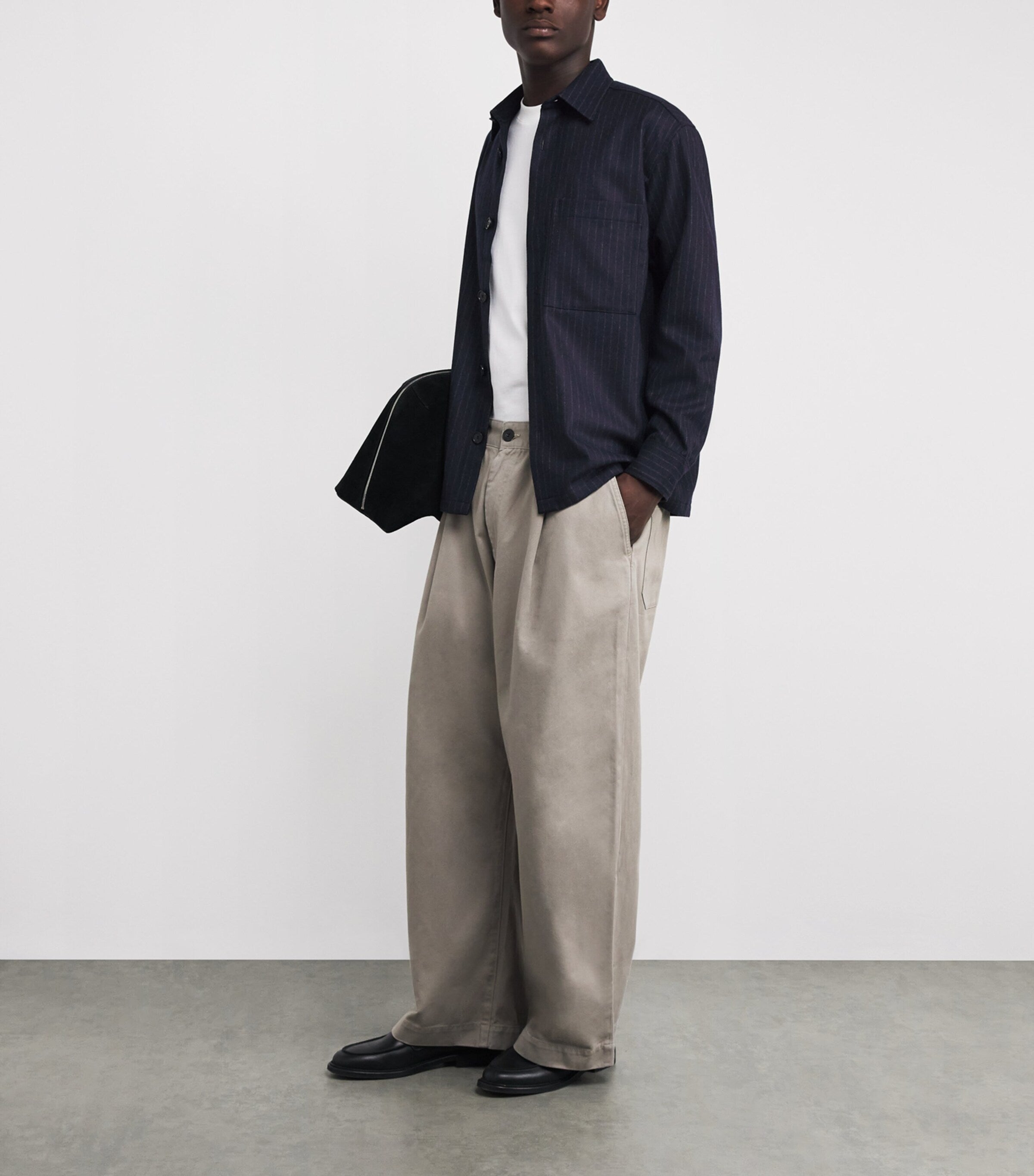 NN07 Navy Wool-Blend Stripe Overshirt