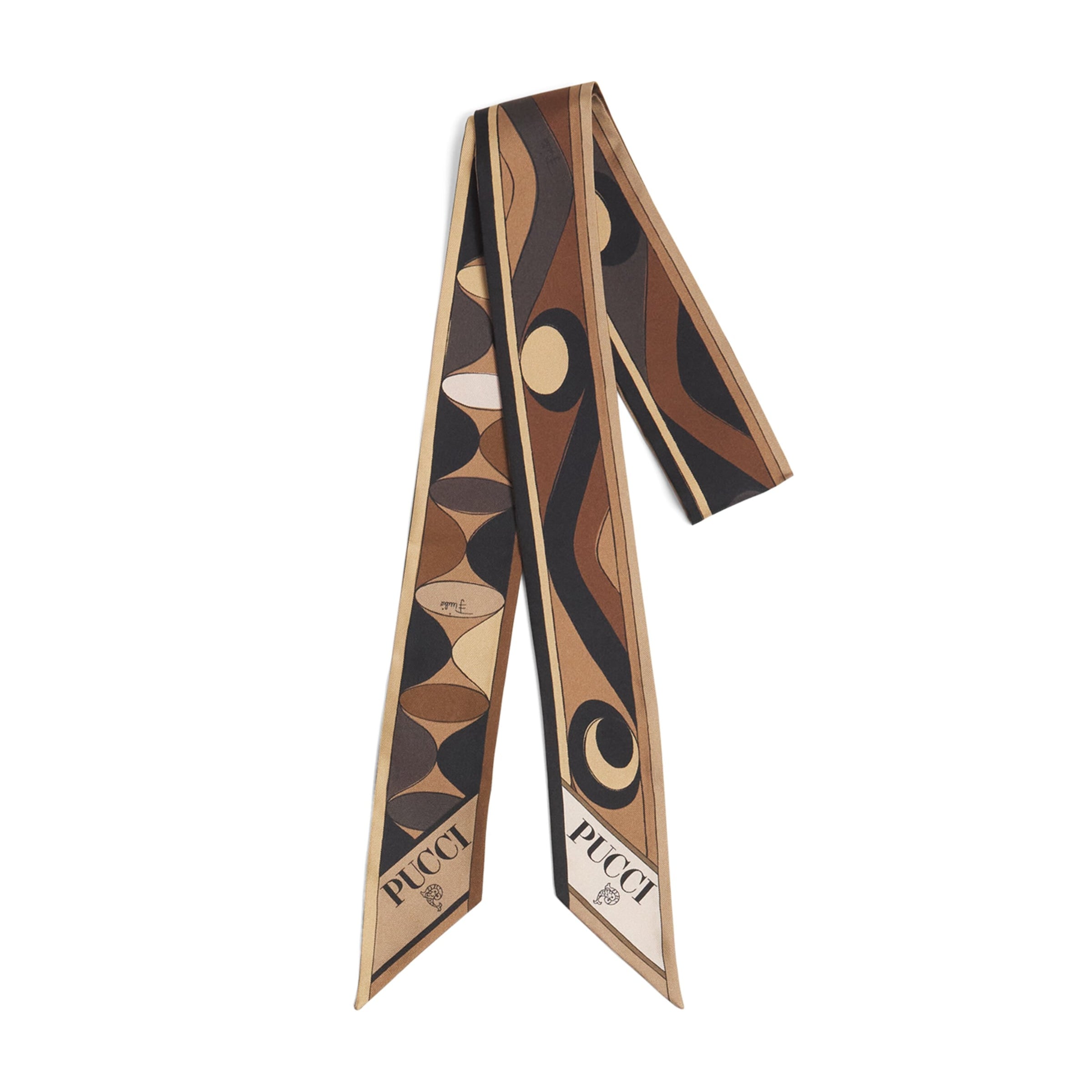 Brown Silk Twill Printed Scarf