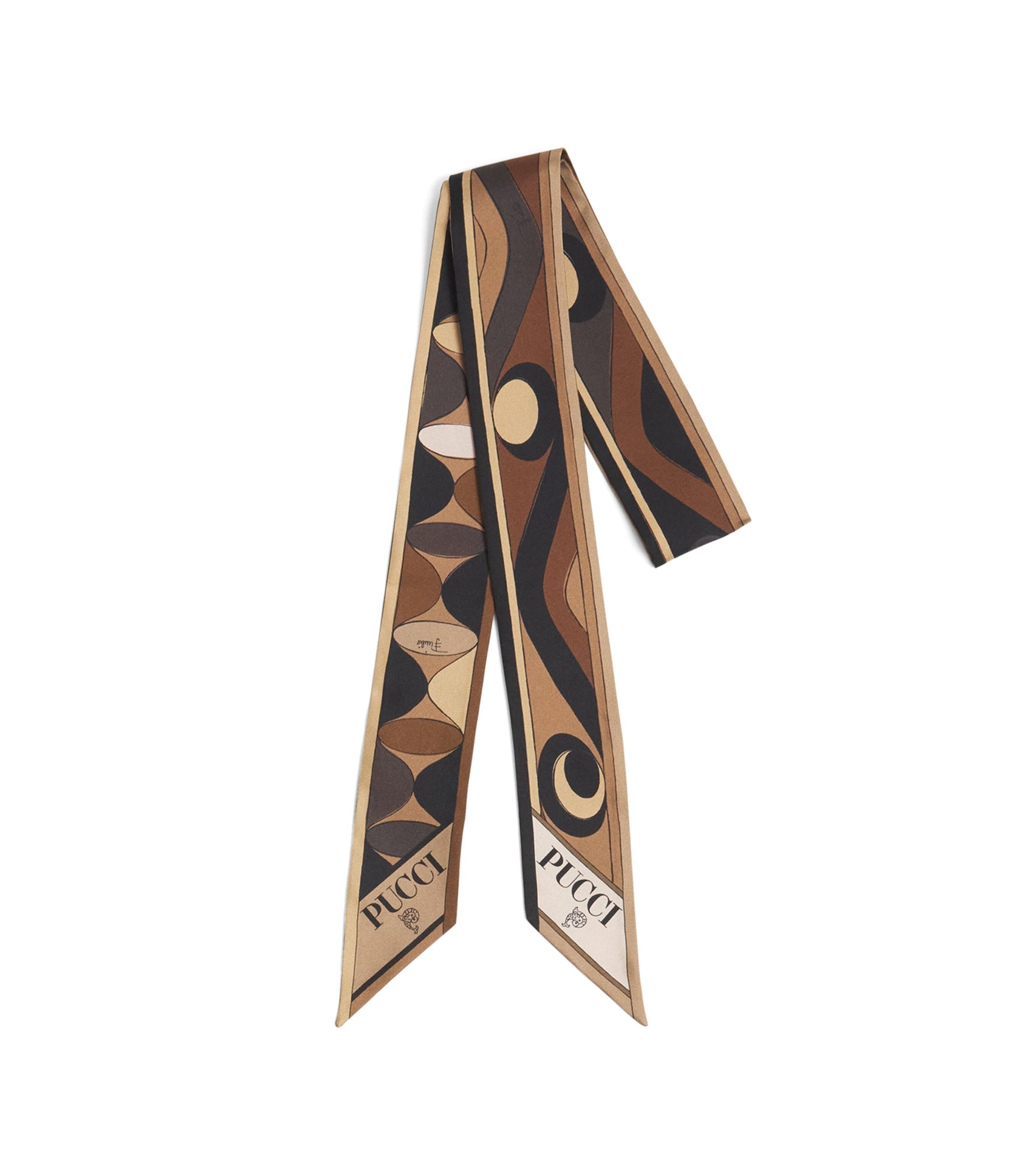 Brown Silk Twill Printed Scarf