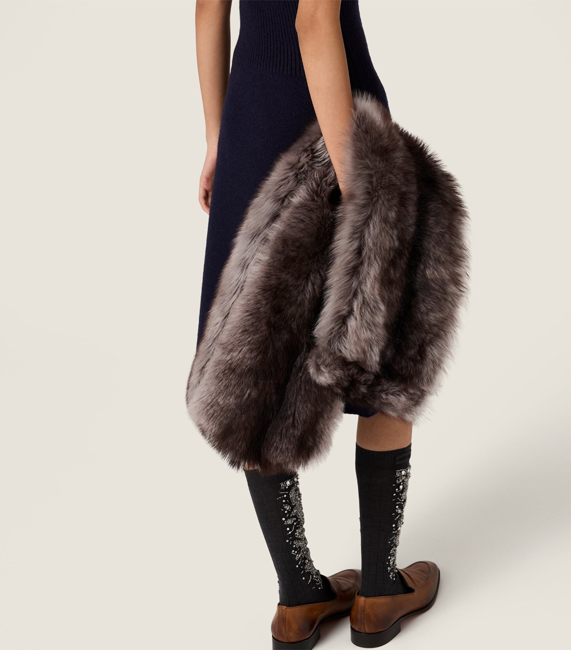 Miu Miu Blue Wool Knit Midi Dress