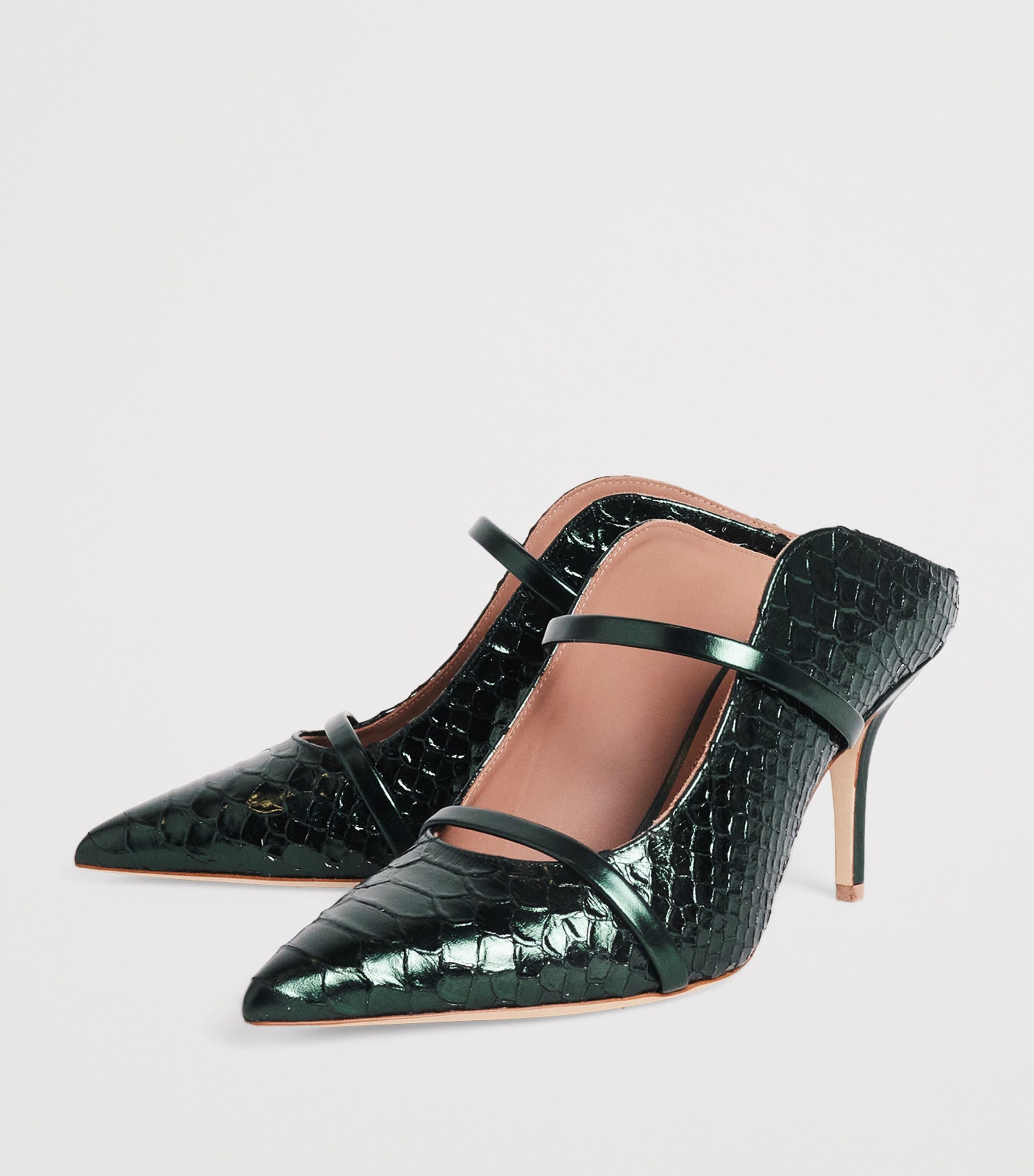 Malone Souliers Green Croc-Embossed Leather Maureen Heeled Mules 70