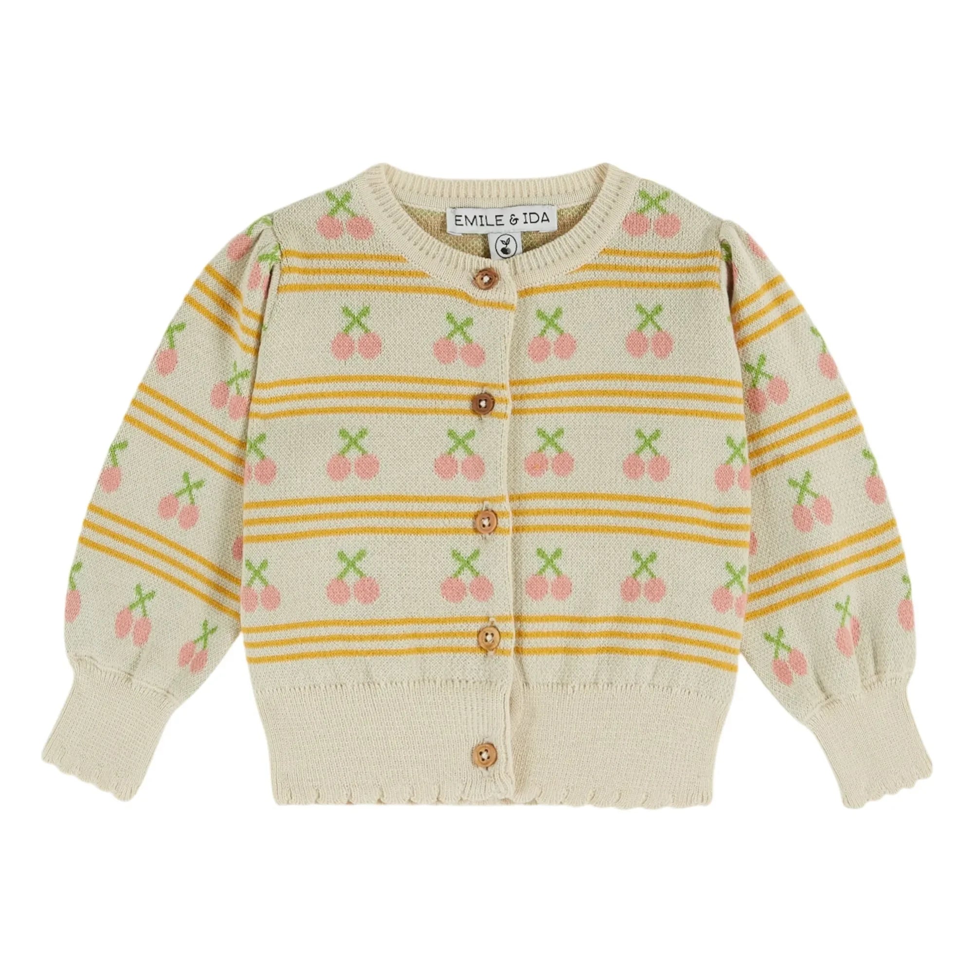 Emile et Ida - Cherry organic cotton cardigan | Cream