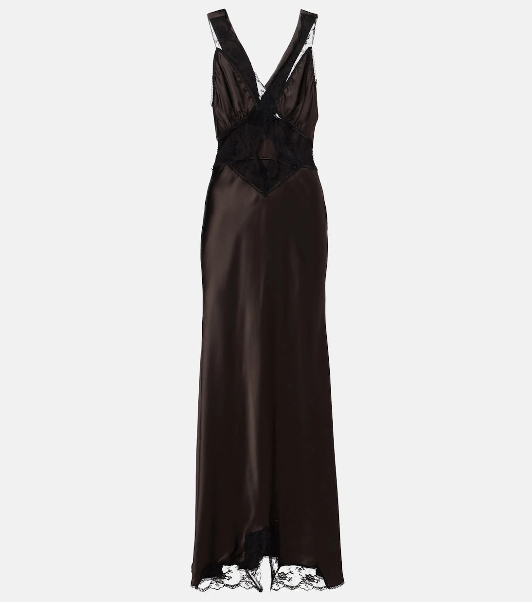SIR - Lace-trimmed silk maxi dress